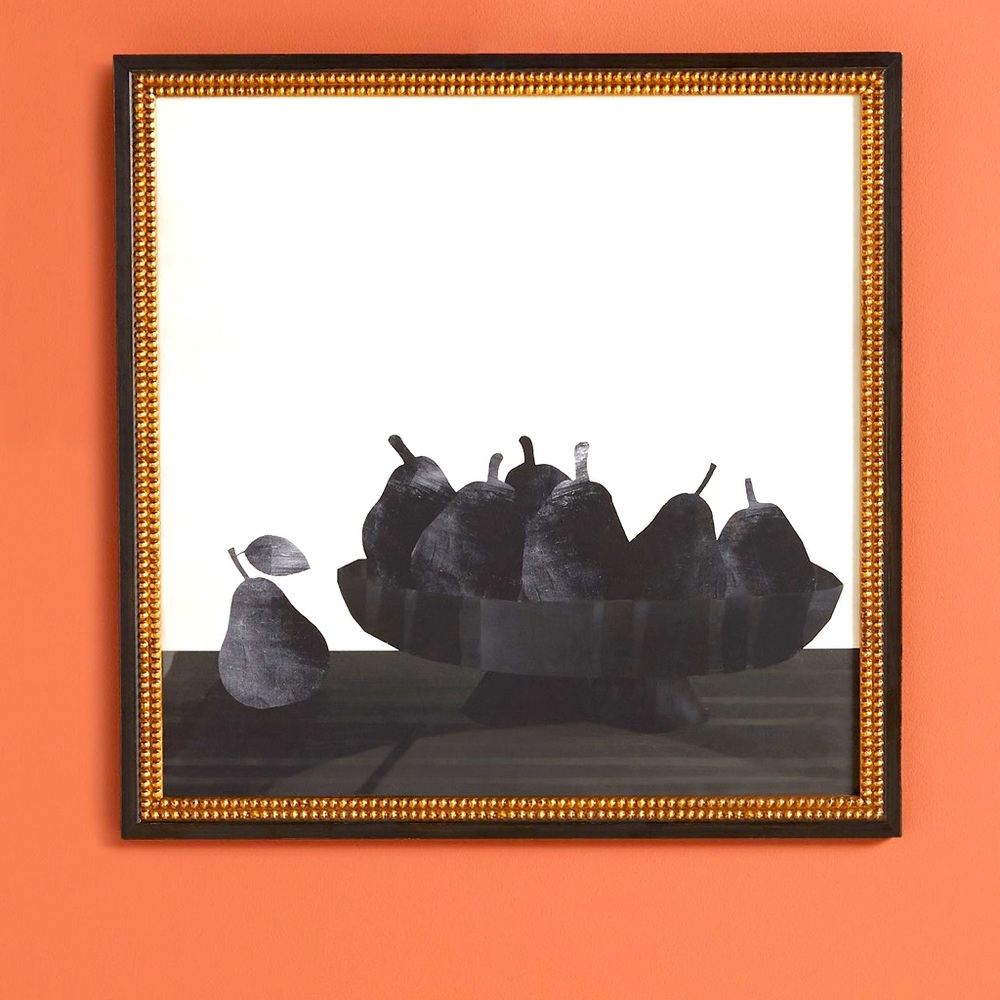 Brand new Anthropologie Black and White Pears Art